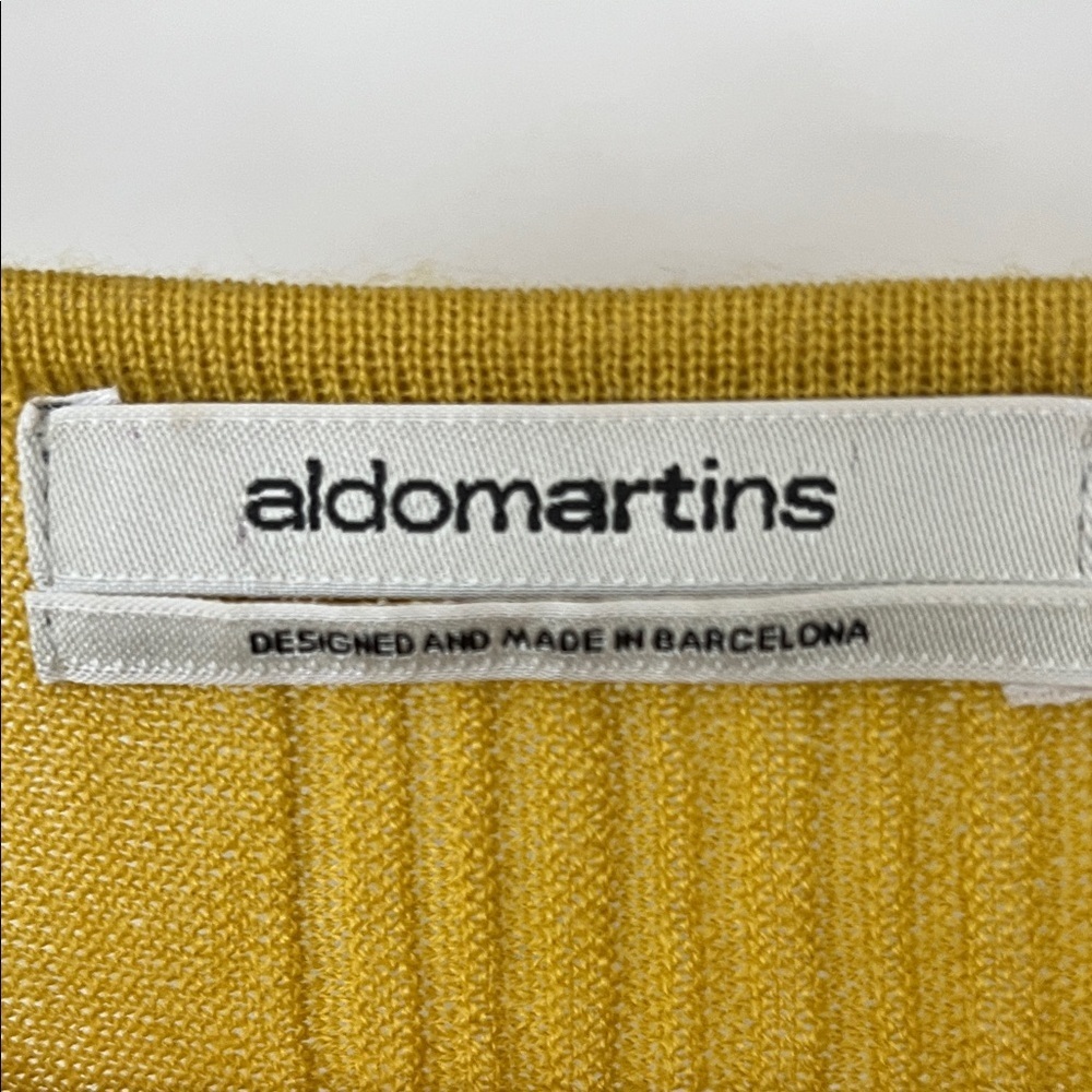 Aldo Martins Mustard Ribbed Wool Peplum Sweater - Picture 2 of 14